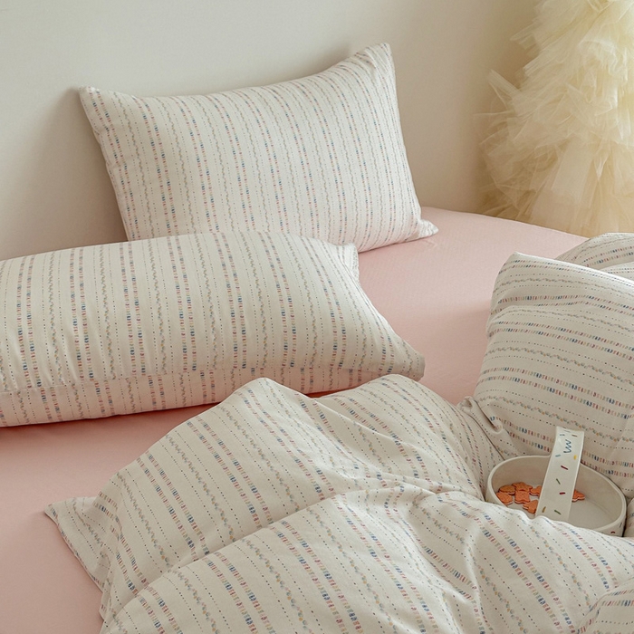 91家纺网 家纺一手货源 找家纺 塞纳 2026新款.全棉有氧双层纱四件套-场景二-绛妍-米