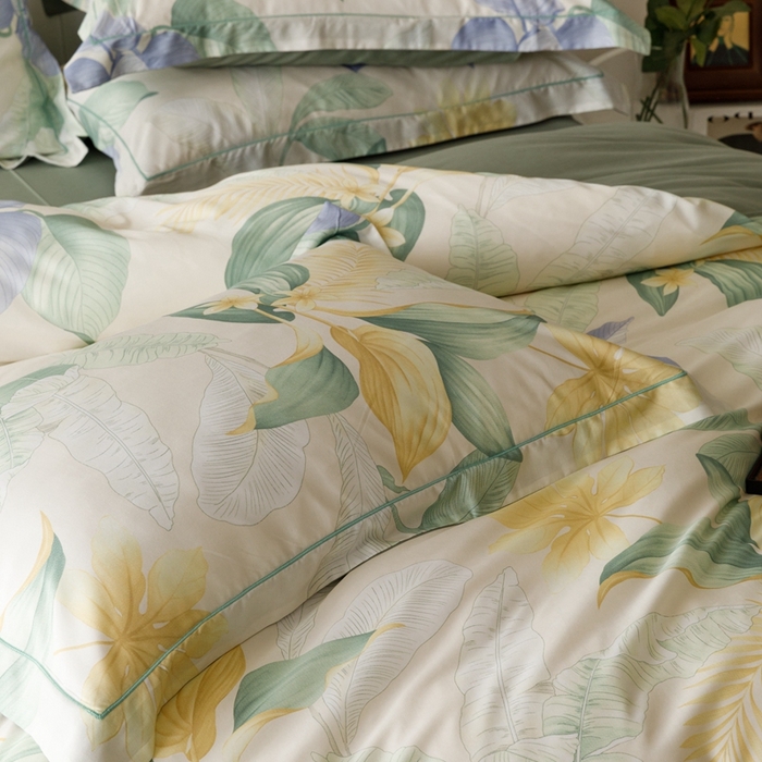 91家纺网 家纺一手货源 找家纺 金奇达2025新款【休闲午后】-轻氧水光莱赛尔四件套（标准号全网控价（折后券后）不低于258） 花悦吟兰