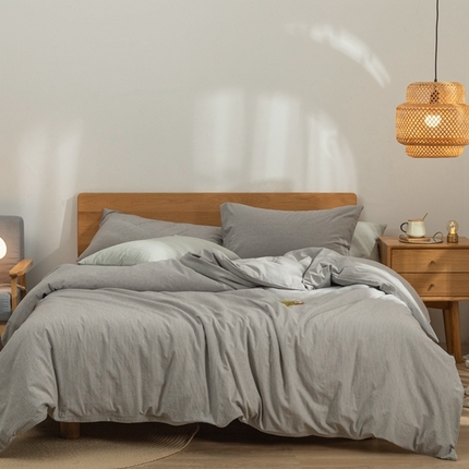 91家纺网 家纺一手货源 找家纺 玖弘家居 2025新款水洗棉单被套 灰密条