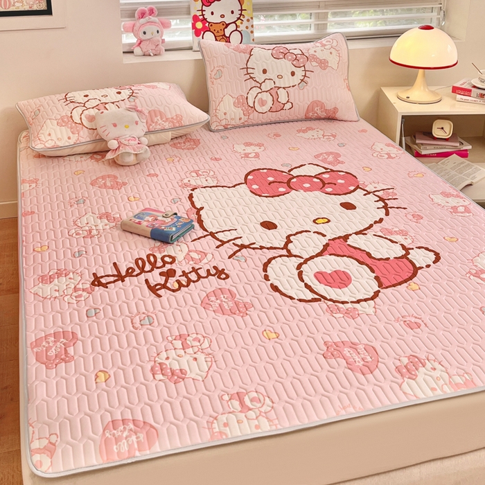 91家纺网 家纺一手货源 找家纺 金爱家 2025新款正版三丽鸥凉感乳胶凉席 爱心kt