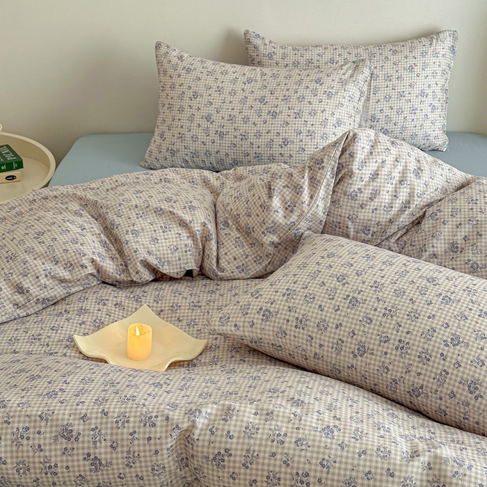 91家纺网 家纺一手货源 找家纺 塞纳 2026新款.全棉有氧双层纱四件套-场景二-倩影-兰