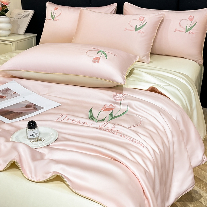 91家纺网 家纺一手货源 找家纺 （总）如一 2025新款麻绳系列水洗冰丝刺绣夏被四件套