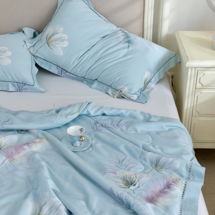 91家纺网 家纺一手货源 找家纺 棉生活家纺 2025新款春夏莫代尔天丝夏被 彩羽