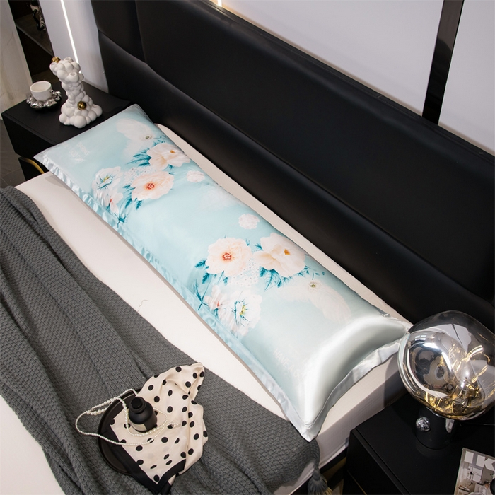 91家纺网 家纺一手货源 找家纺 梦舒羽 2025新款可水洗冰丝双人枕套凉爽情侣枕头套枕芯套 花语