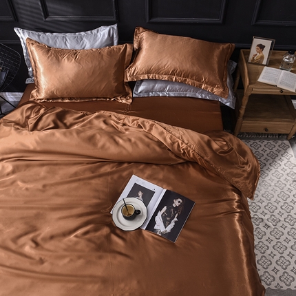 经年 2025年特价款丝绸水洗冰丝四件套-单被套 直播爆款 咖啡