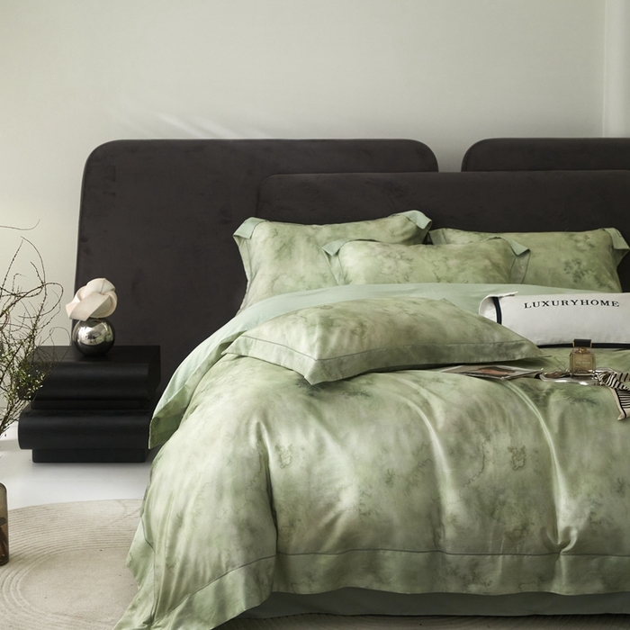 91家纺网 家纺一手货源 找家纺 金奇达2025新款【盛夏流年】-茧养莱赛尔四件套（标准号全网控价（折后券后）不低于258元） 墨尔本-飘飘绿