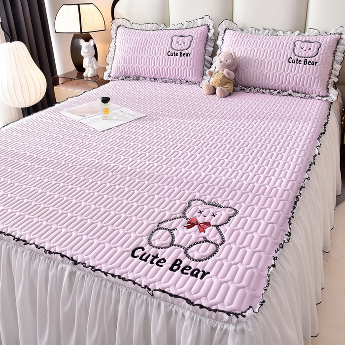 91家纺网 家纺一手货源 找家纺 炫拼家纺 2025新款coco熊床裙款乳胶凉席 coco熊-熏衣紫