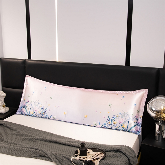 91家纺网 家纺一手货源 找家纺 梦舒羽 2025新款可水洗冰丝双人枕套凉爽情侣枕头套枕芯套 迷雾