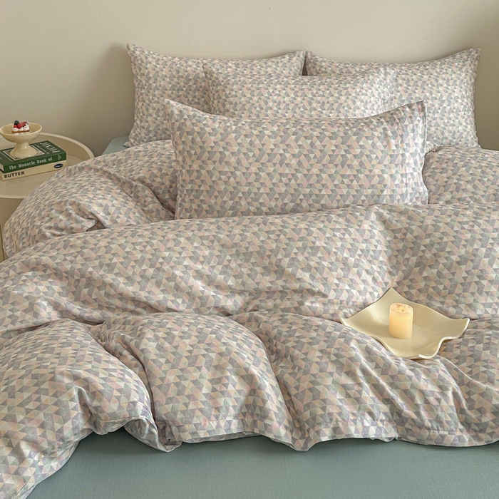 91家纺网 家纺一手货源 找家纺 塞纳 2026新款.全棉有氧双层纱四件套-场景二-赛琳娜-兰