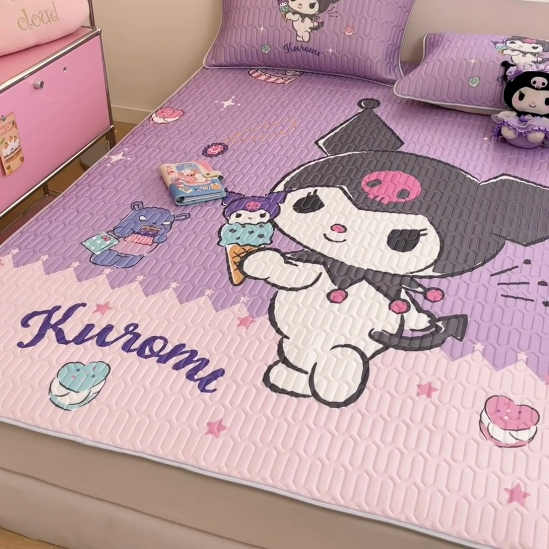 91家纺网 家纺一手货源 找家纺 金爱家 2025新款正版三丽鸥凉感乳胶凉席 冰淇淋库洛米