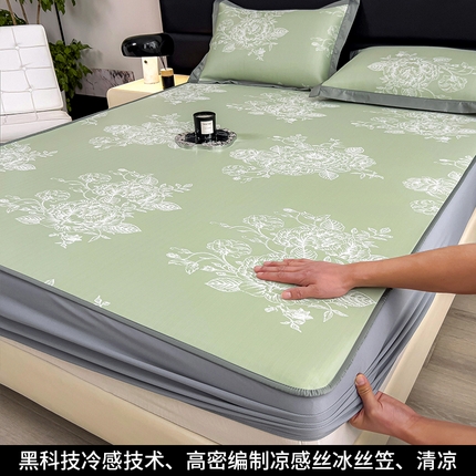 孩子王家纺 2025新款轻柔丝凉席冰丝席-南鸢系列 床笠款-南鸢-苹果绿