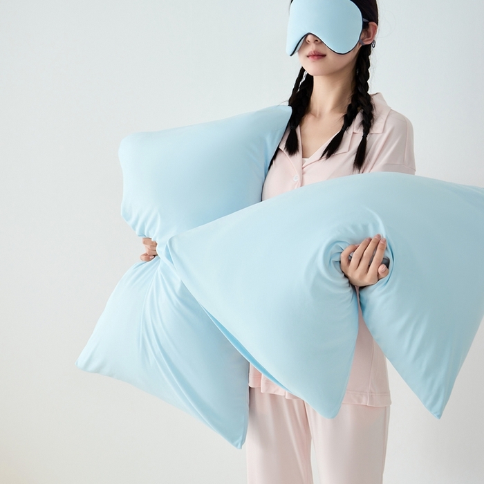 91家纺网 家纺一手货源 找家纺 LADY COCO2025新款coolmate多巴胺色系凉感枕套 枕套-蓝