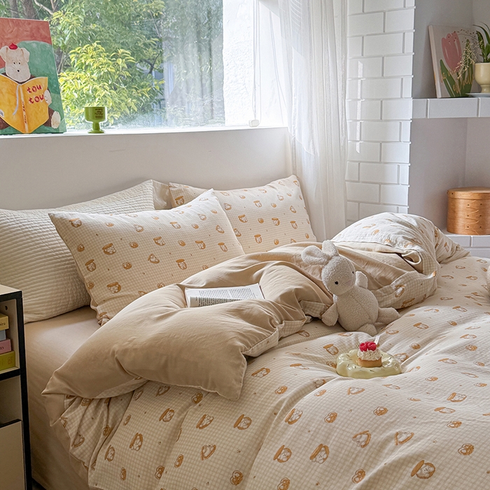 91家纺网 家纺一手货源 找家纺 （总）2025新款全棉有氧双层纱四件套-卡通系列