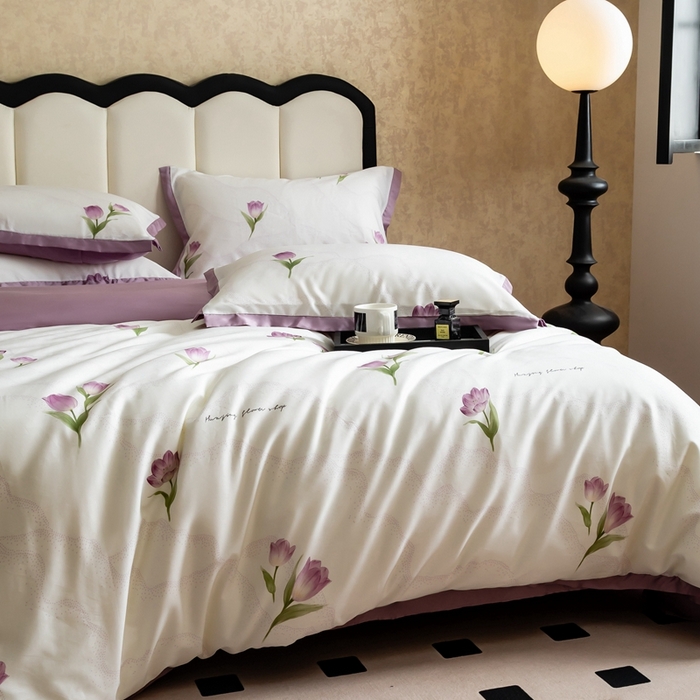 91家纺网 家纺一手货源 找家纺 金奇达2025新款【曼妙庄园】-轻氧水光天丝棉四件套（标准号全网控价（折后券后）不低于268） 玫瑰花语-魅紫