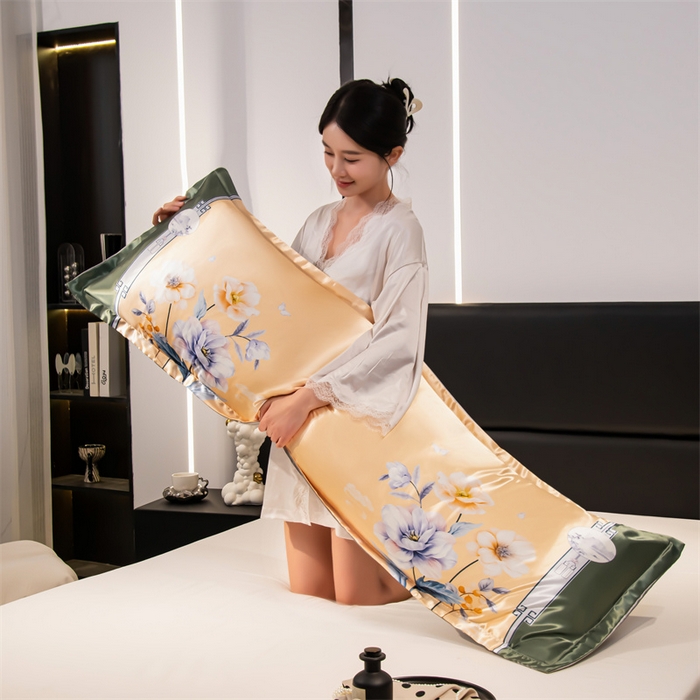 91家纺网 家纺一手货源 找家纺 梦舒羽 2025新款可水洗冰丝双人枕套凉爽情侣枕头套枕芯套 暗香