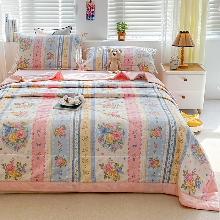 91家纺网 家纺一手货源 找家纺 欧夏家纺 2025新款里外全棉印花夏被100%新疆棉花 小资派