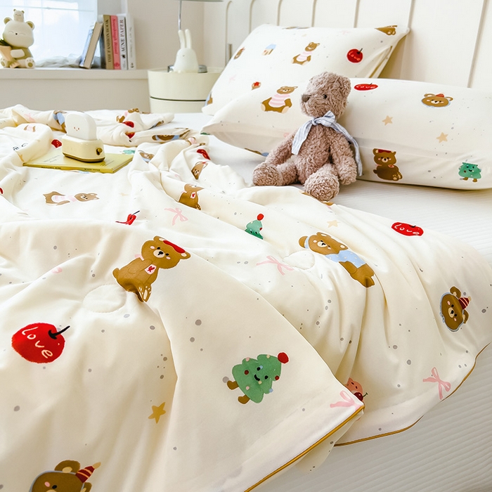 91家纺网 家纺一手货源 找家纺 2025新款A类小清新针织棉夏凉被 欢乐派对