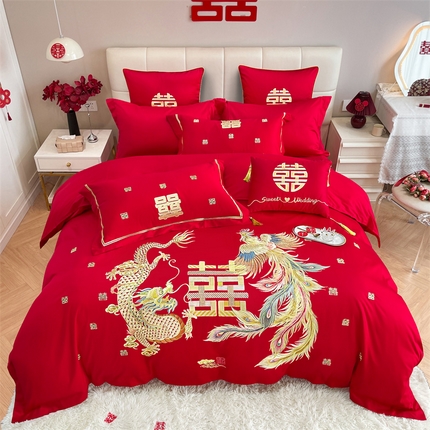 91家纺网 家纺一手货源 找家纺 （总）甜咪咪婚庆 2025新款纯棉全棉面料刺绣结婚 婚庆 四件套 多件套  小红书推荐热款