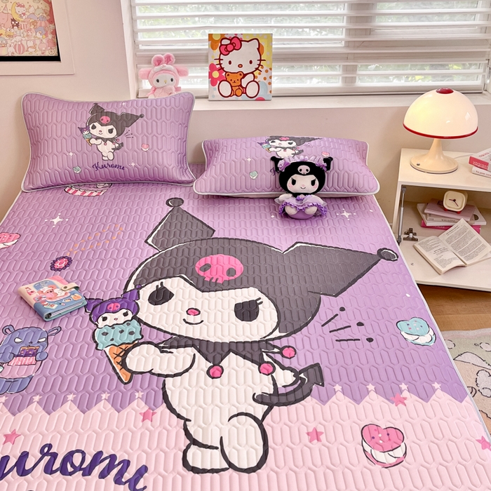 91家纺网 家纺一手货源 找家纺 金爱家 2025新款正版三丽鸥凉感乳胶凉席 冰淇淋库洛米