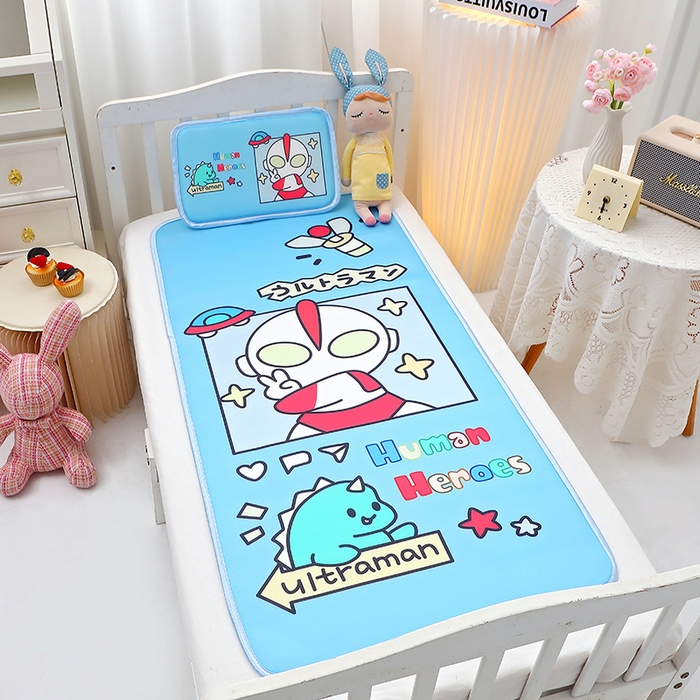 91家纺网 家纺一手货源 找家纺 八零年代 2025新品云柔牛奶丝儿童凉席套件凹凸曼