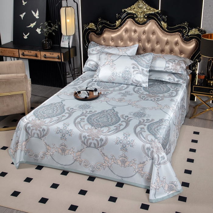 91家纺网 家纺一手货源 找家纺 （总）肖恩毯业 2025新款印花斜纹冰丝席三件套