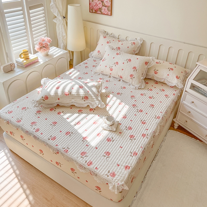 91家纺网 家纺一手货源 找家纺 麒豆豆 2025新款天丝印花床笠 西西里玫瑰