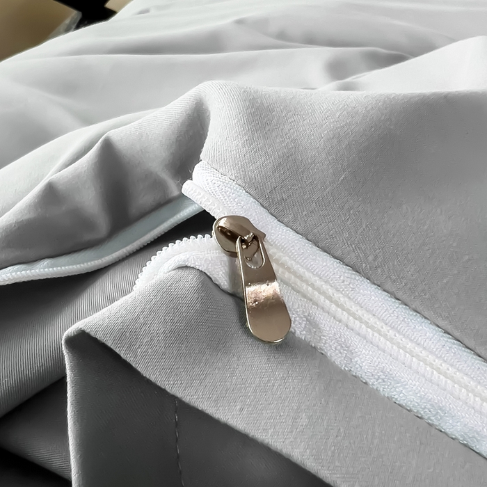 91家纺网 家纺一手货源 找家纺 曲之慕 2025新品四季款高端刺绣四件套简约可水洗轻奢纯色刺绣四件套 大麦都市灰