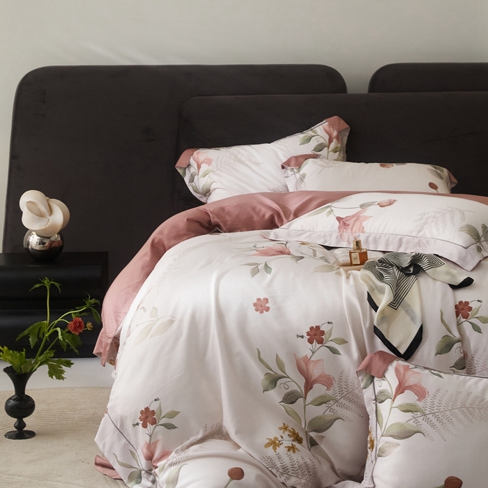 91家纺网 家纺一手货源 找家纺 金奇达2025新款【盛夏流年】-茧养莱赛尔四件套（标准号全网控价（折后券后）不低于258元） 艾诺丝粉