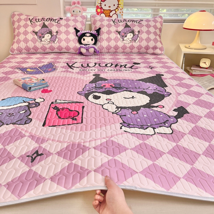 91家纺网 家纺一手货源 找家纺 金爱家 2025新款正版三丽鸥凉感乳胶凉席 晚安库洛米