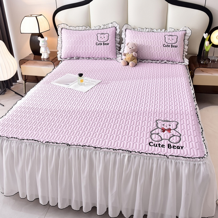 91家纺网 家纺一手货源 找家纺 炫拼家纺 2025新款coco熊床裙款乳胶凉席 coco熊-熏衣紫