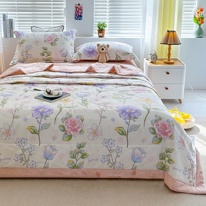 91家纺网 家纺一手货源 找家纺 欧夏家纺 2025新款里外全棉印花夏被100%新疆棉花 彩云涧