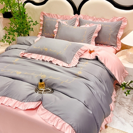 91家纺网 家纺一手货源 找家纺 （总）经年 2025年水洗真丝冰丝天丝韩版刺绣四件套直播爆款 一世系列