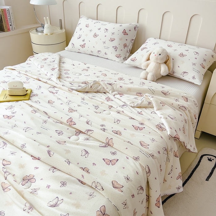 91家纺网 家纺一手货源 找家纺 2025新款A类小清新针织棉夏凉被 小芙贝拉