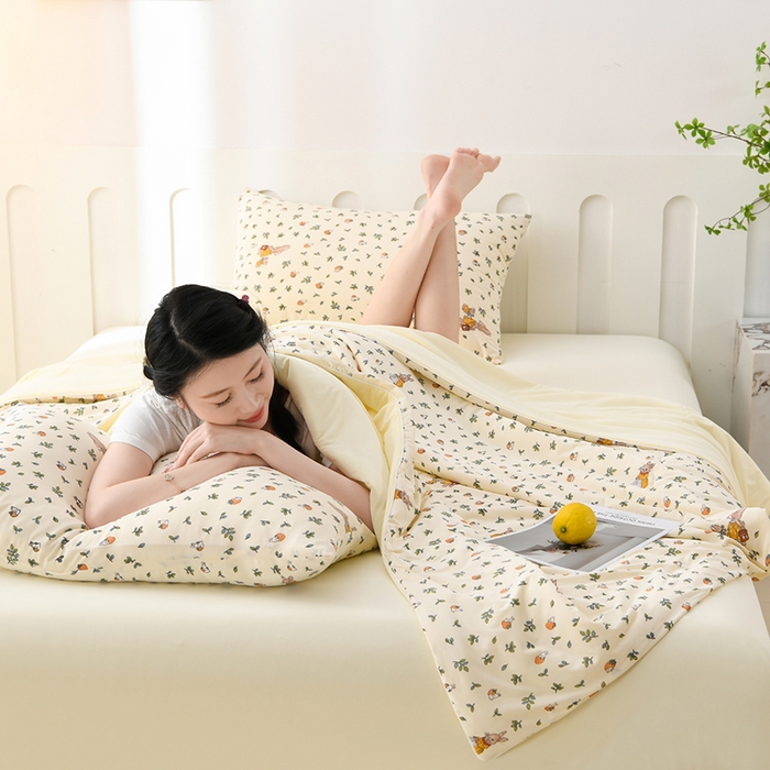 91家纺网 家纺一手货源 找家纺 圣楚 2025新款优雅凉感丝夏被 幸福生活