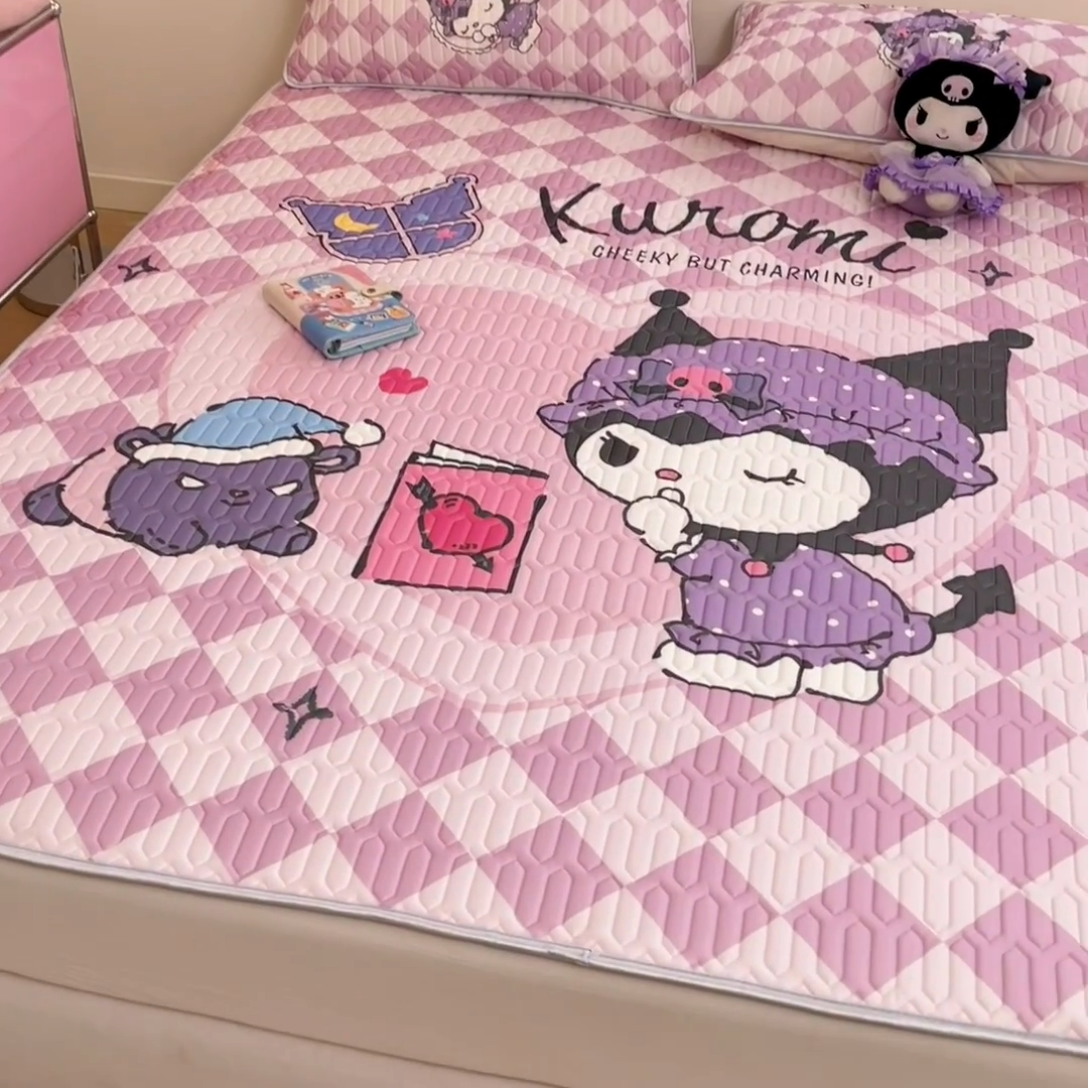 91家纺网 家纺一手货源 找家纺 金爱家 2025新款正版三丽鸥凉感乳胶凉席 晚安库洛米