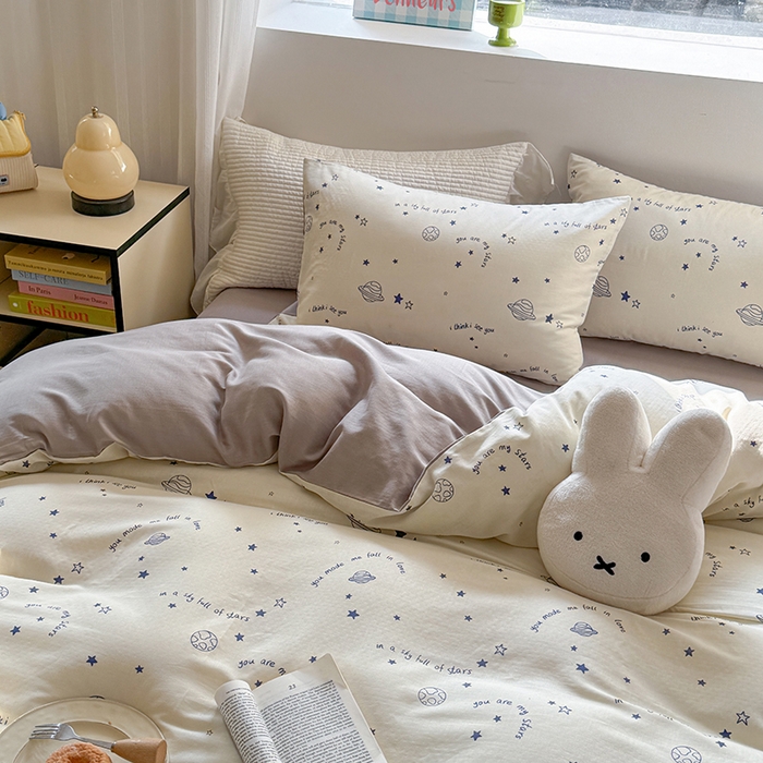 91家纺网 家纺一手货源 找家纺 2025新款全棉有氧双层纱四件套-卡通系列 星际