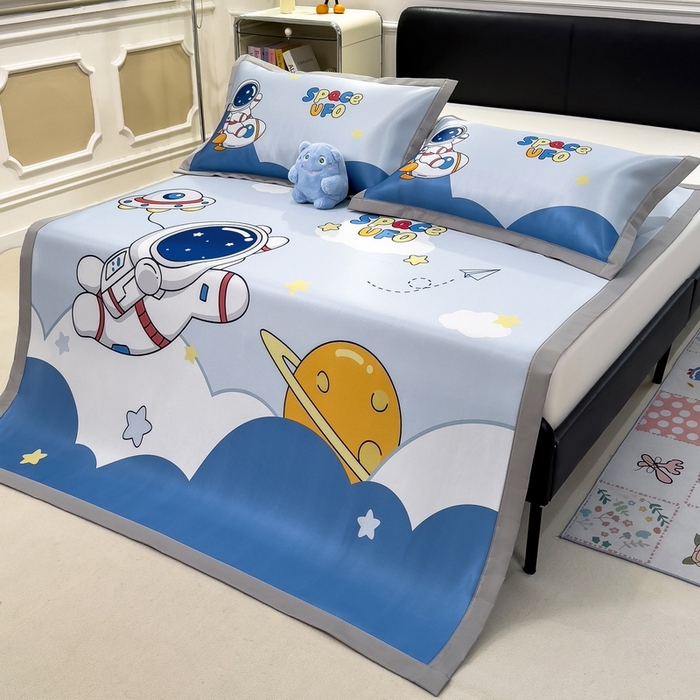 91家纺网 家纺一手货源 找家纺 （总）丝羽坊 2025新款大版印花冰丝凉席冰丝席碳光冰丝凉席-平铺款