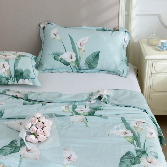 91家纺网 家纺一手货源 找家纺 棉生活家纺 2025新款春夏莫代尔天丝夏被 雅韵绿