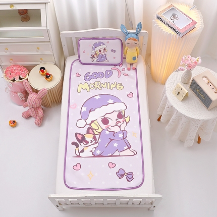 91家纺网 家纺一手货源 找家纺 八零年代 2025新品云柔牛奶丝儿童凉席套件泡泡女孩