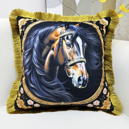 91家纺网 家纺一手货源 找家纺 （总）爱家居 2025新款欧式美式沙发抱枕套靠垫套轻奢流苏白马绒抱枕含芯床头靠枕垫定制