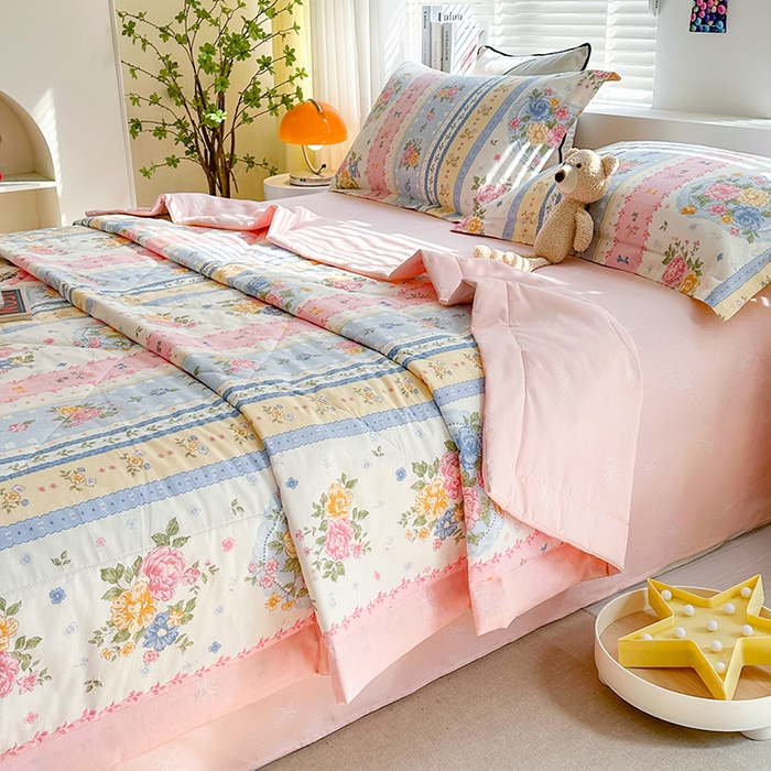 91家纺网 家纺一手货源 找家纺 欧夏家纺 2025新款里外全棉印花夏被100%新疆棉花 小资派