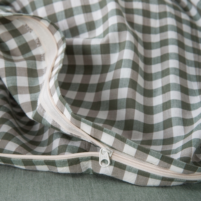 91家纺网 家纺一手货源 找家纺 玖弘家居 2025新款水洗棉单被套 绿小格