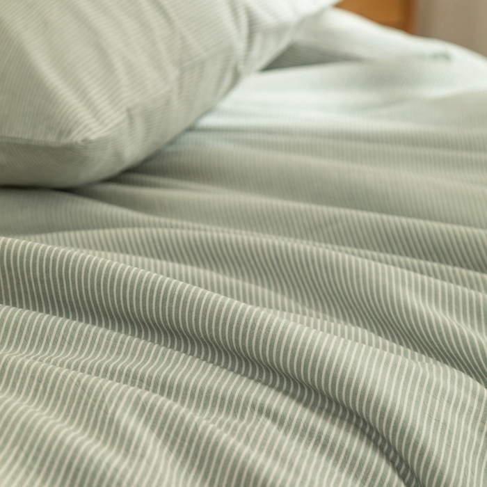 91家纺网 家纺一手货源 找家纺 玖弘家居 2025新款水洗棉单被套 绿密条