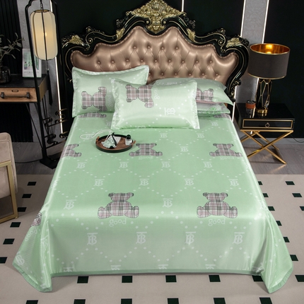 肖恩毯业 2025新款印花斜纹冰丝席三件套 薄荷清晨