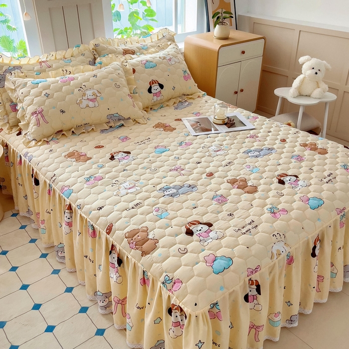 91家纺网 家纺一手货源 找家纺 情煊家纺 2025新款全棉印花小清新夹棉枕套 好奇狗