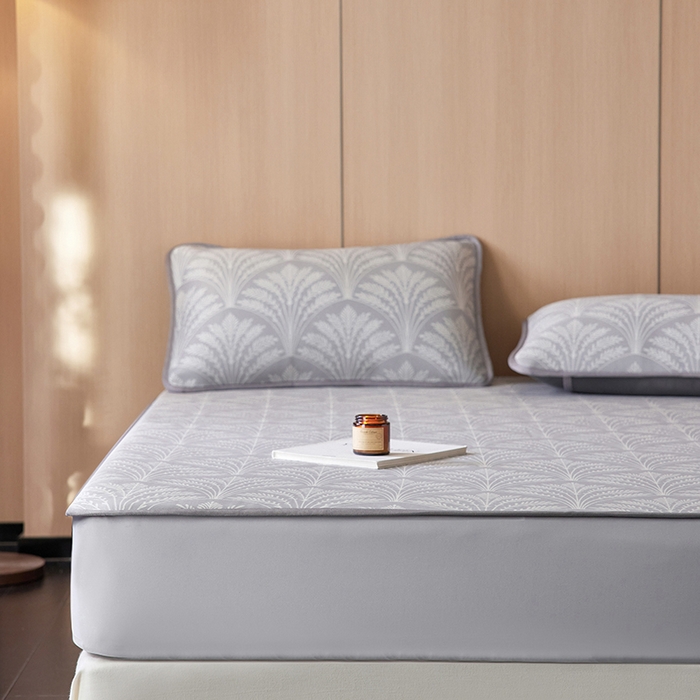 91家纺网 家纺一手货源 找家纺 千朵森 2025新款冰岛冰感丝床笠款凉席三件套-风格二 冰岛-山梗灰