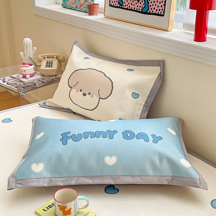 91家纺网 家纺一手货源 找家纺 川悦生活 2025新款大版凉感冰丝席三件套 叮咚小狗仔