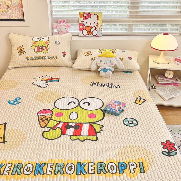 91家纺网 家纺一手货源 找家纺 金爱家 2025新款正版三丽鸥凉感乳胶凉席 夏日大眼蛙