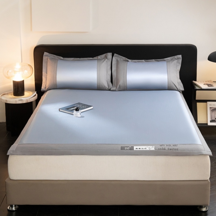 91家纺网 家纺一手货源 找家纺 孩子王家纺2025新款轻柔丝凉席冰丝席-凉感席系列 床席款-冰丝蓝