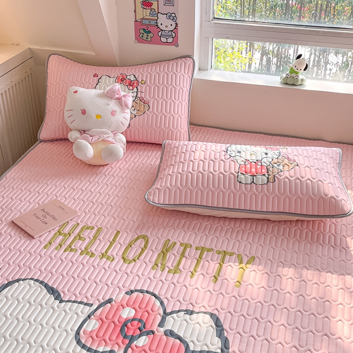 91家纺网 家纺一手货源 找家纺 金爱家 2025新款正版三丽鸥凉感乳胶凉席 布偶kt